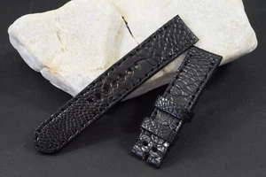 UHRENARMBAND 20/20 115/75 MM ECHT STRAUSS LEDER SCHWARZ HANDMADE MA STRAP 153 - Picture 1 of 8