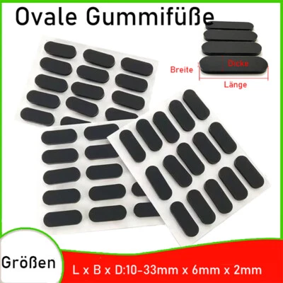 Ovale Gummifüße Selbstklebende Unterlage Anti-Rutsch Laptops Schwarz 2mm Dick  - Bild 1 von 4