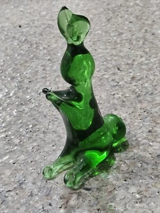 Vintage antike Kanawha grüne Glas Hase Kaninchen Statue - Bild 1 von 5