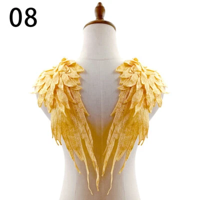 2Pcs Embroidery Wing Applique Sewing Flower Collar For DIY Bridal Wedding Dress - Image 1 of 4