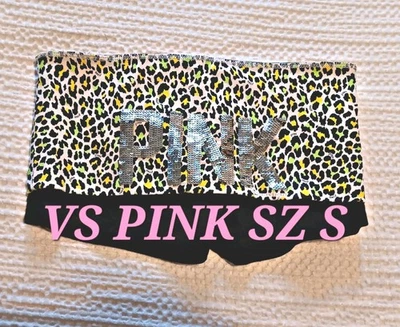 Pantalones Cortos Victoria's Secret ROSA Estampado de Guepardo Bling Plegable Yoga Talla S Foto 1 de 4