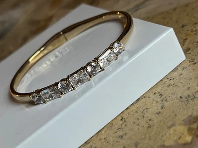 Nadri Gold Tone Cubic Zirconia A La Carte Hinged Bangle Bracelet $98 New - Image 1 of 4