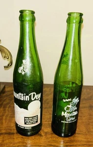 2 VTG Mountain Dew 10oz Hillbilly Glass Bottle It'll Tickle Yore Innards! + Pig - Picture 1 of 11