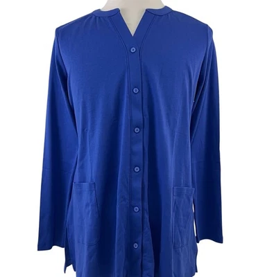 Cárdigan Isaac Mizrahi Pima Algodón Botón Frontal Azul Talla XL Nuevo 9662 Foto 1 de 4