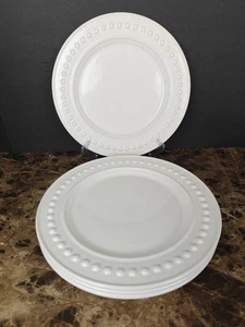 Juego De 4 Platos De Cena Fapor Portugal DELMAR BLANCO 11.5" Puntos Repujados CHIPED - Imagen 1 de 9