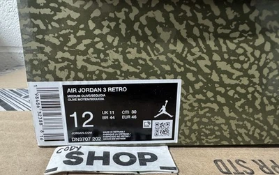 Nike Air Jordan 3 Retro Family Affair talla 9.5 Olive *SOLO CAJA DE ZAPATOS* DN3707-202 Foto 1 de 4