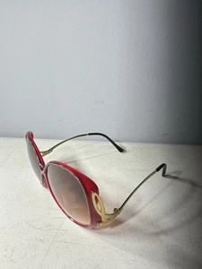Vintage 70’s Opti-Ray Red Sunglasses Gorgeous Bottom Attached Arms Rare - Picture 1 of 7