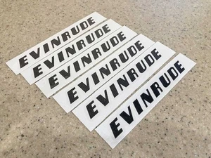 Evinrude Vintage Outboard Motor Decals Black 6 Inch 6-Pack + FREE Shipping! - Picture 1 of 1
