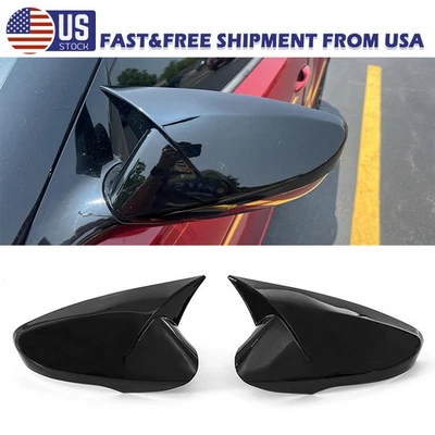 For Hyundai Elantra 2011-2016 Horn OX Side Rearview Mirror Cover Cap Gloss Black - Изображение 1 из 4