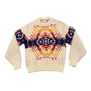 Rare VTG PENDLETON High Grade Western Wear Aztec Pullover Sweater 70s S - Picture 1 of 10