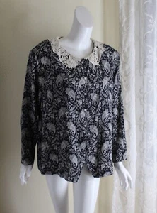 Venezia Sz 18/20 XL 1X Vintage Paisley White Romantic Lace Blouse Shirt Top - Picture 1 of 6