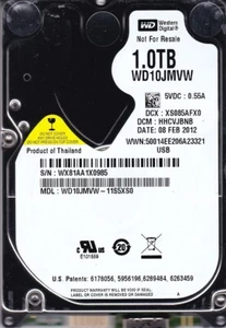 WD10JMVW-11S5XS0 s/n: WX81AA dcm: HHCVJBNB FEB 2012 Thailand 1TB USB 3.0 5220 - Picture 1 of 4