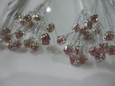 2 x Bunches Pale Pink Diamante on Silver Wire (12 stems with 3 Diamante on each)