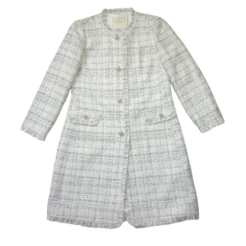 Cappotto Kate Spade Star Bright Sparkle Tweed in argento crema nuovo con etichette 2 $548
