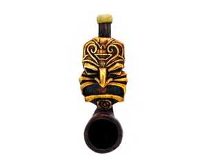 Maschera Lono Tiki fatta a mano tabacco fumo mini pipa a mano dio polinesiano hawaiano - Foto 1 di 6