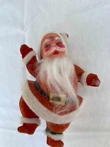 Santa Claus,Figurine,Flocked Plastic,Centerpiece,Jolly Santa,Christmas,Vintage - Picture 1 of 4