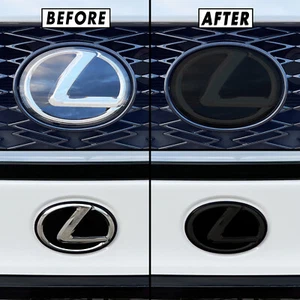 FOR 2021-2024 Lexus IS Front & Rear Emblem SMOKE Precut Vinyl Tint Overlays - Picture 1 of 7