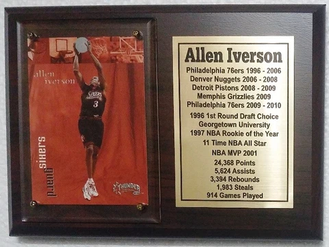 Philadelphia 76ers Allen Iverson Basketball Card Plaque Cover