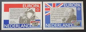 1980 NETHERLANDS NEDERLAND MAXIMUM CARDS EUROPA WILHELMINA & CHURCHILL R4-R5 - Picture 1 of 1