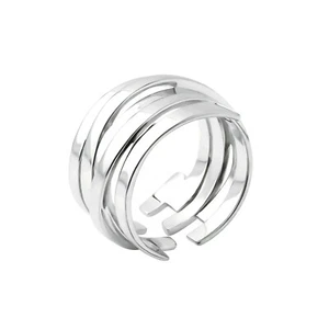 Anello A Fasce Incrociate In Argento Sterling Con Marchio O - Foto 1 di 14