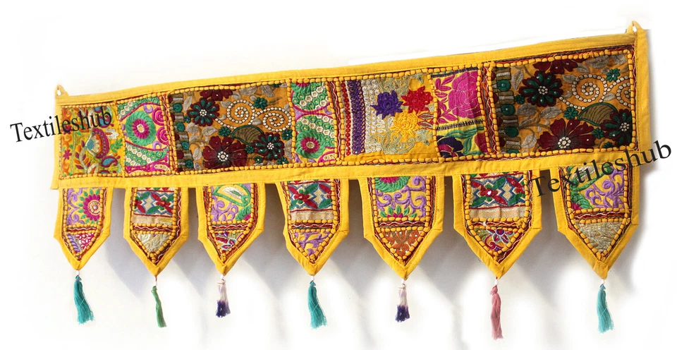 Nuevo bordado retazos Toran hecho a mano indio colgante de pared cenefa de puerta vintage Foto 1 de 1