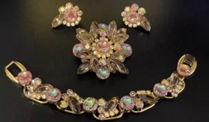 Vintage Juliana D&E Strass Brosche Ohrring & Armband Parure Set Buch Stück - Bild 1 von 5