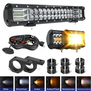 20INCH Led Light Bar Work Driving Offroad +4'' Strobe Pods Fog For 4WD Truck SUV - Picture 1 of 9