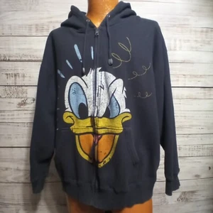 Vintage Disney Sweatshirt Mens XL Hoodie Blue Full Zip Donald Duck Disneyana USA - Picture 1 of 10