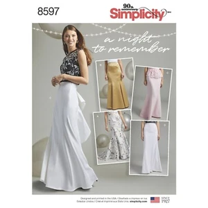 SIMPLICITY 8597 MISS & WOMENS EVENING SKIRTS Sewing Pattern Sizes 8-16 & 18W-26W - Picture 1 of 8