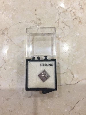 Men's Sterling Silver Square Tie Tack * STARBURST DESIGN TIE PIN" - Image 1 of 4