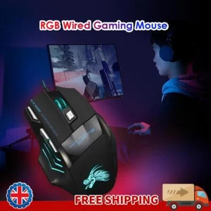 Kabelgebundene Gaming Maus 7 Tasten Hintergrundbeleuchtung 5500 DPI Einstellbar Optisch PC Gamer Mouse - Bild 1 von 8