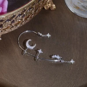 Star Moon Ear Hanging No Pierced Cold Wind Ear Rings - Picture 1 of 7