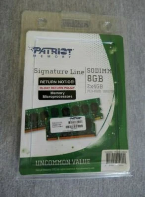 NEW Patriot Signature Line 8 GB 2Rx4 GB DDR3 SODIMM 1066MHz RAM Memory PC3-8500 - Image 1 of 4