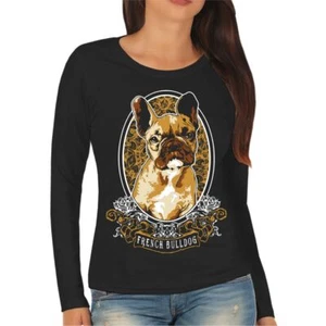 Frauen Longsleeve Französische Bulldogge Porträt French bulldog frenchy bully - Bild 1 von 2