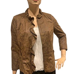 Elementz Burnout Zip Up Jacket Plus Size 1X Brown Faux Suede Lined Pockets NEW - Picture 1 of 14