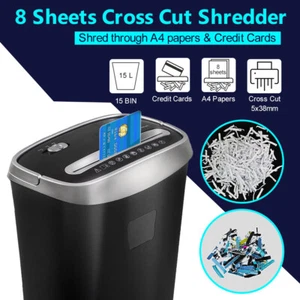 8-Sheet Cross-Cut Paper and Credit Card Home Office Shredder with 15L Large Bin - Picture 1 of 4