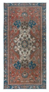 4.4x8.5 Ft Oriental Rug with Medallion, Handmade Turkish Carpet, Ca 1960 - Picture 1 of 5