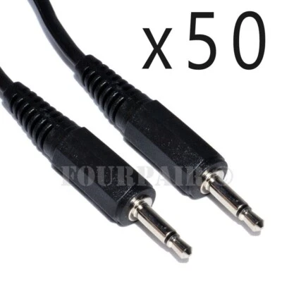 50 Pack Lot - 25ft 3.5mm Male M/M Mono Audio Cable Cord 1/8" TS Plug Microphone - Image 1 of 2