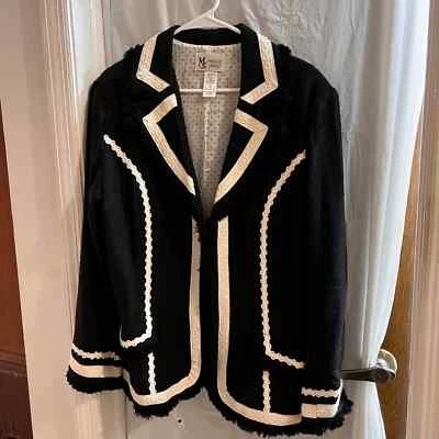 Maggie sweet two piece pant set black and white tweed jacket and pants set lg - Image 1 of 4