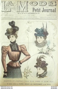 La Mode du Petit journal 1898 # 2 Toilettes en Bengaline & Mariee - Picture 1 of 4