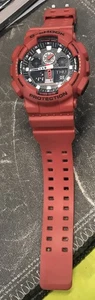 Casio GA-100 Red W/black Face G Shock Watch ( O ) - Picture 1 of 3