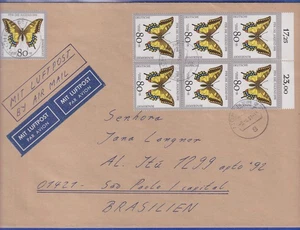 Bund 1991 Schmetterling Mi.-Nr. 1516 6er-Block als MEF auf LP-Brief O MÜNCHEN - Bild 1 von 1