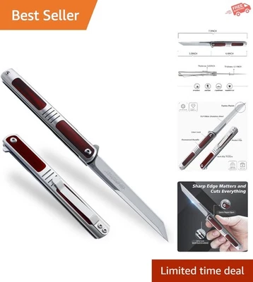 Durable 3.5" Tanto Blade Pocket Knife with Rosewood Handle - Perfect for Gifting - Image 1 of 4