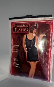 FLAPPER sexy Black Fringe Dress Roaring 20's  Halloween Costume Adult M/L Medium - Picture 1 of 10