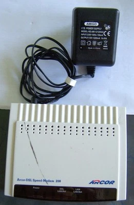 Arcor DSL Speed Modem 200, Model: CELL 19A-BX-AR, weiß,  Netzteil - Bild 1 von 4