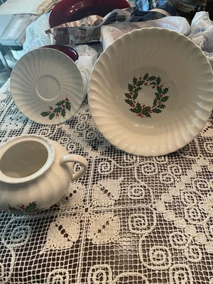 Christmas Scio Bowl, Sugar Bowl Holly Berry  - Image 1 of 4