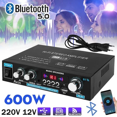 600W HiFi Verstärker Bluetooth 5.0 Mini Stereo Power Audio Amplifier Receiver DE - Bild 1 von 4
