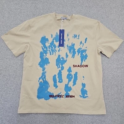 Aelfric Eden T Shirt Mens L Shadow Graphic Crowd Crew Neck Cotton BEIGE GRAPHIC  - Image 1 of 4
