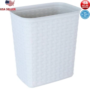 Decorative Weave Trash Can Space Efficient Plastic Wastebasket Home Office New - Picture 1 of 8