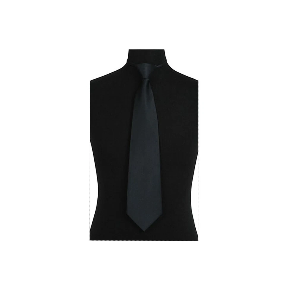 New Polyester Men's ready knot pre tied neck tie only solid formal charcoal gray - Image 1 of 1
